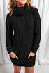 Cowl Neck Cable Knit Sweater Dress